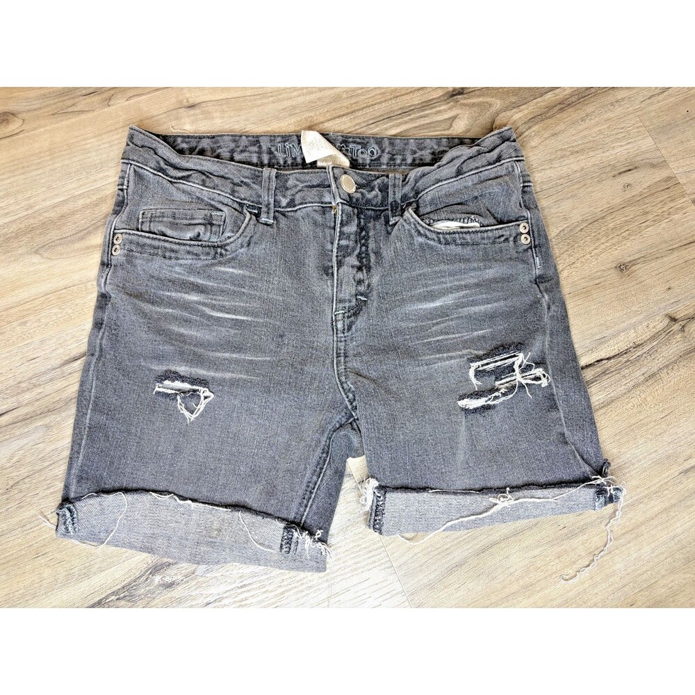 Y2K Limited Too Vintage Gray Distressed Jean Shorts Size 10 1/2 Half